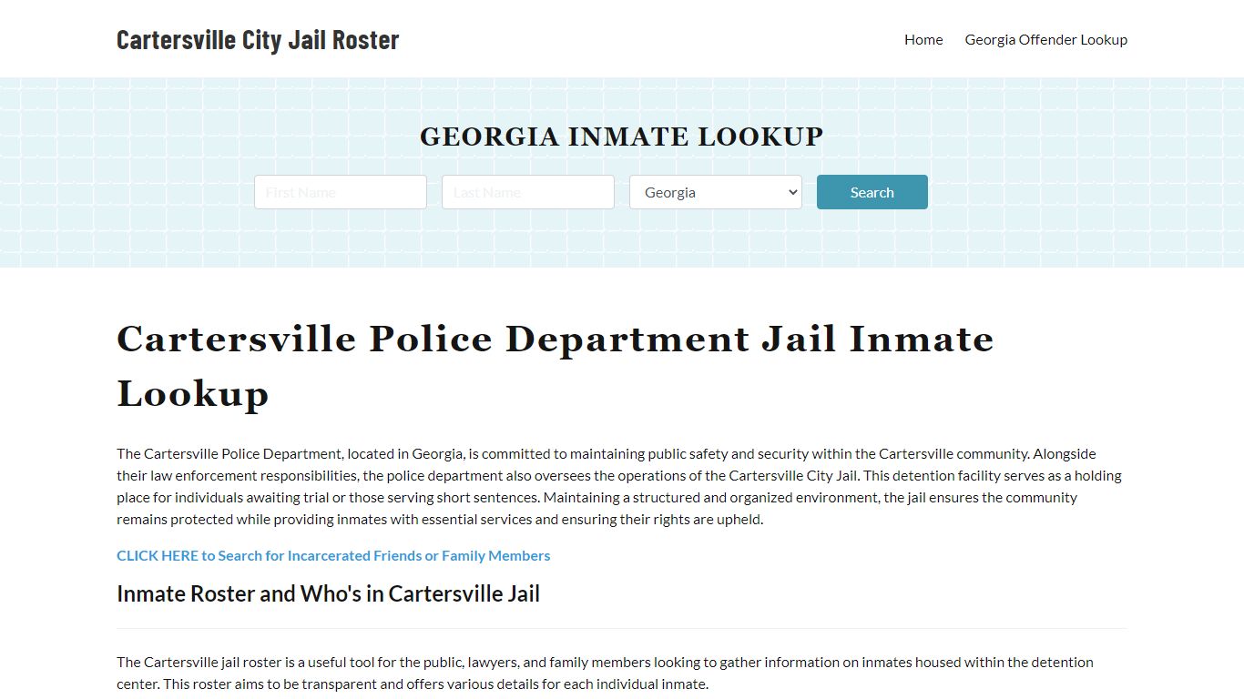 Cartersville Police Department & City Jail, GA Inmate Roster, Arrests ...